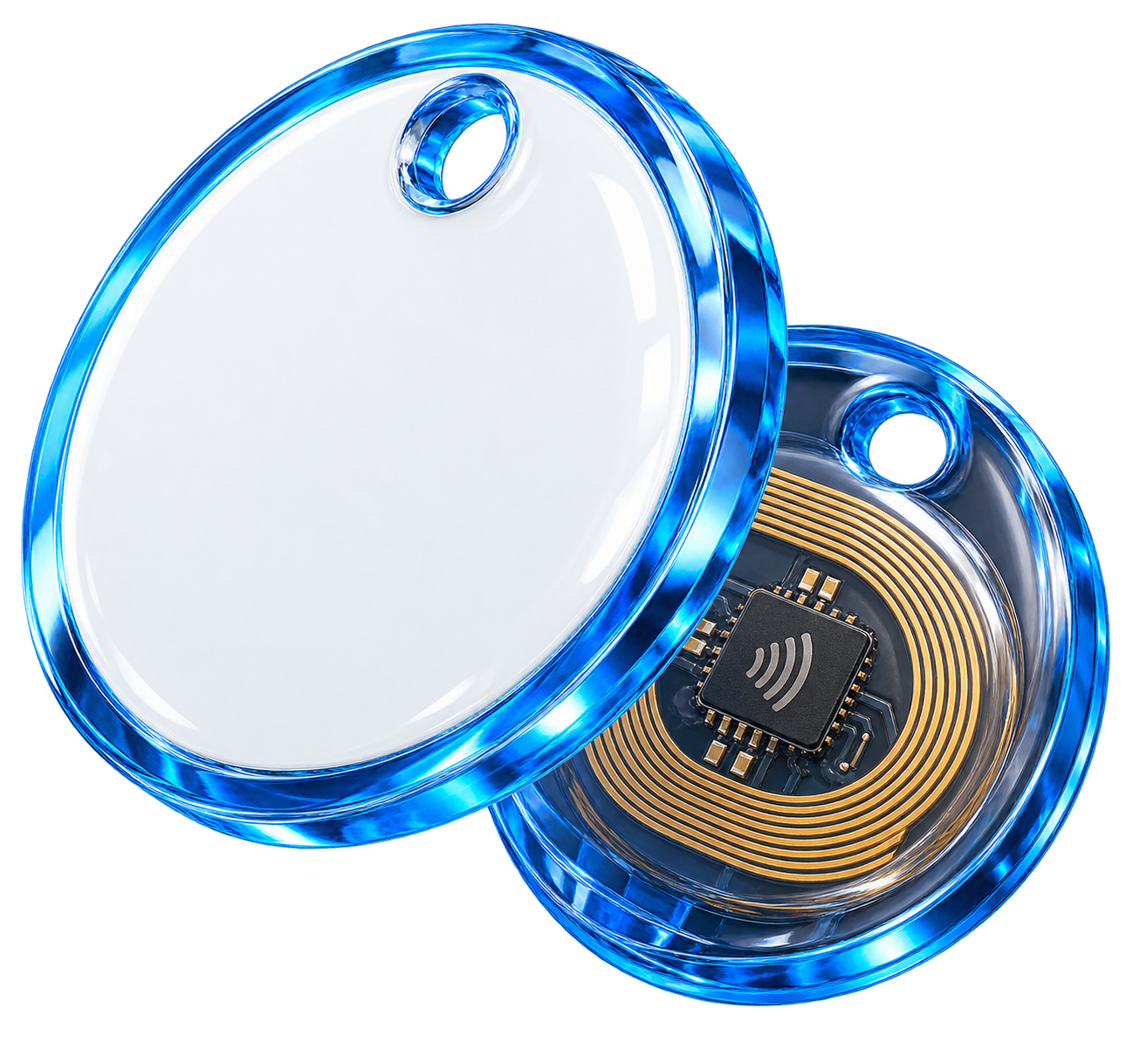 Produto desmontado mostrando resina e NFC